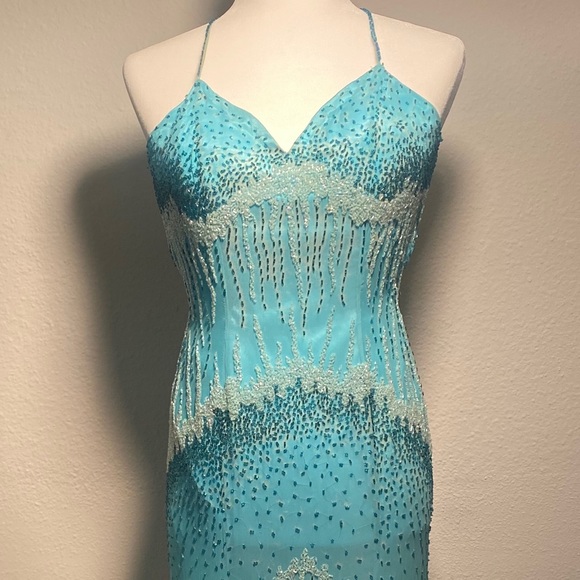 tiffany blue sequin dress ZESICA Puff Long Sleeve Sexy V Neck Ruched Bodycon Mini Dress – zesica main image 1